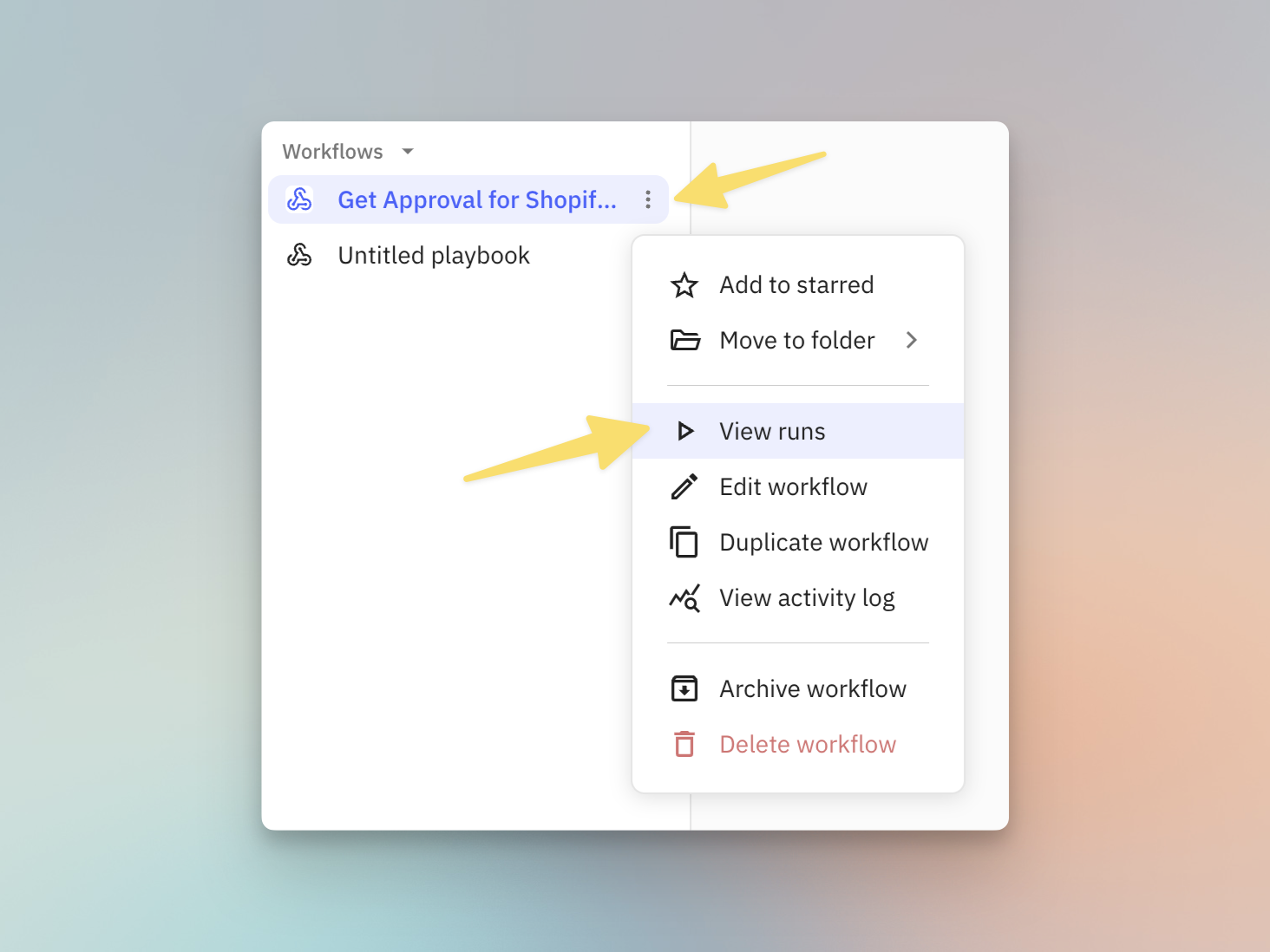 Relay.app workflow trigger in Shopify admin