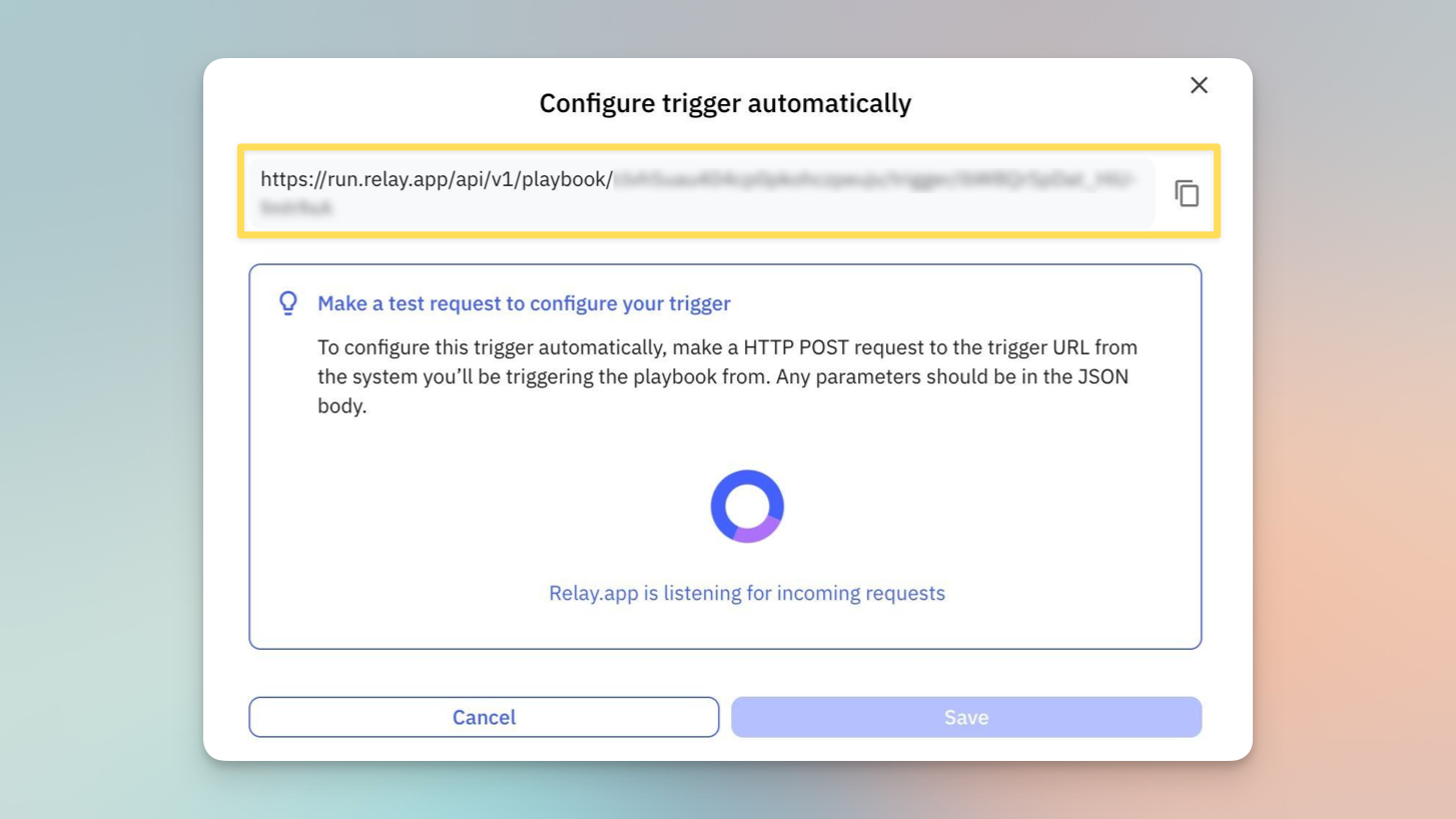 Relay.app workflow trigger in Shopify admin