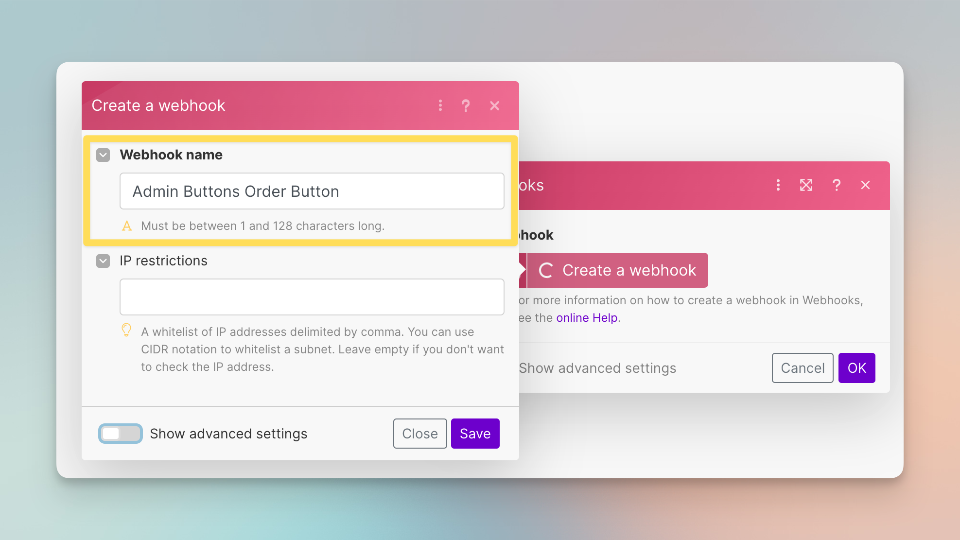 Make scenario setup in Shopify admin