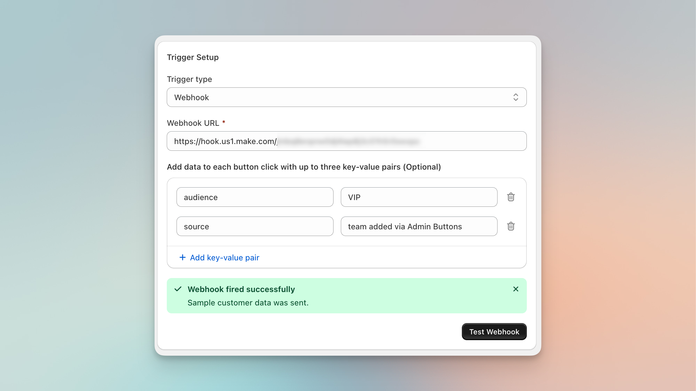 Make scenario setup in Shopify admin