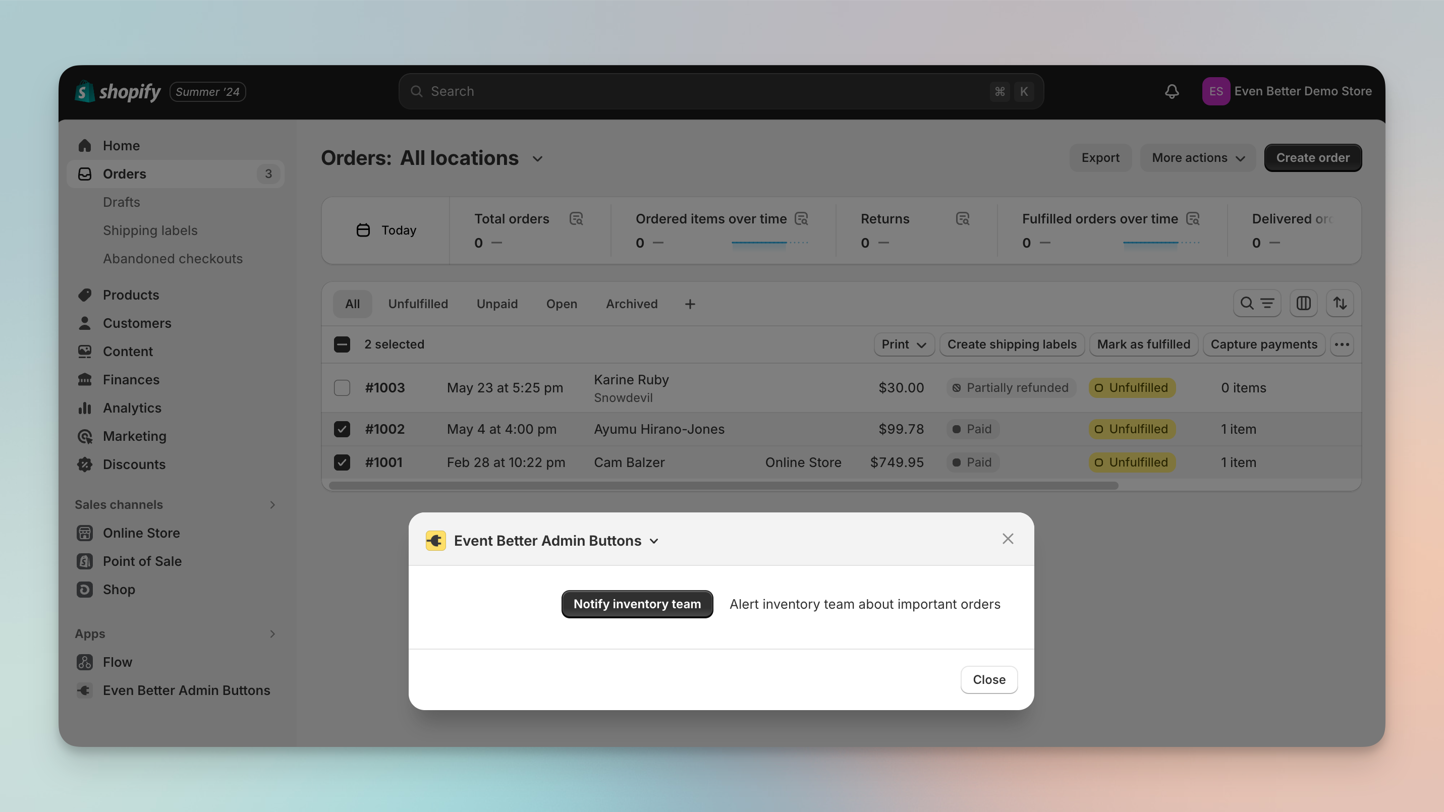 Customizable Shopify admin pages in Shopify admin